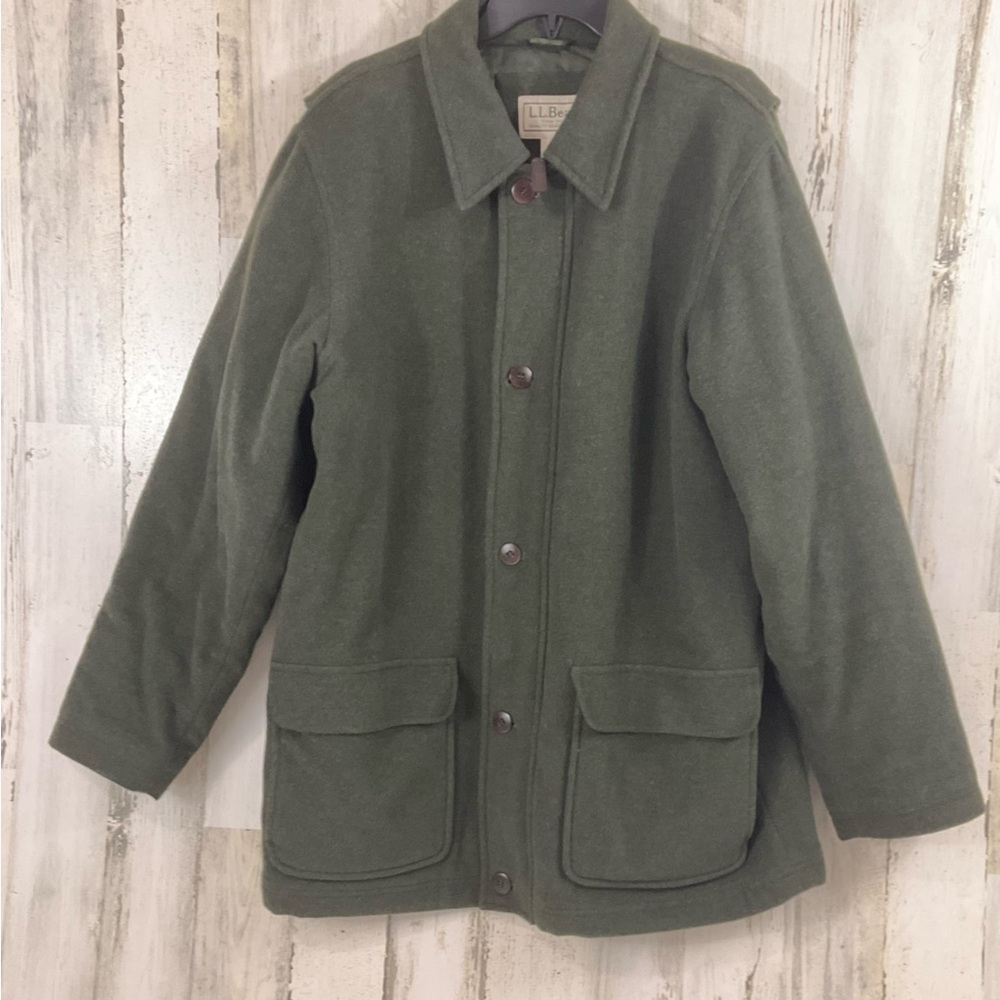 VTG L.L. Bean Men's Green Jacket Olive Wool Blend classic Size:L